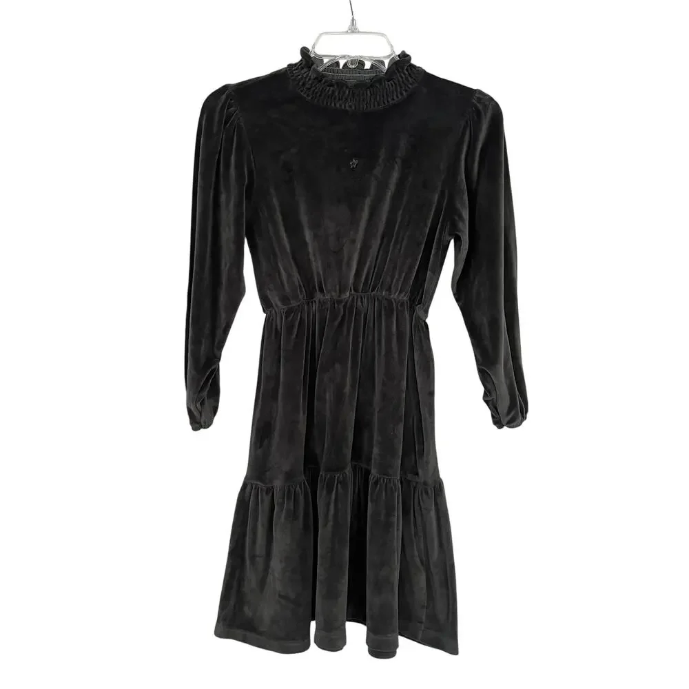 Tocoto Vintage Girls Velvet Dark Green Long Sleeve Dress size 12